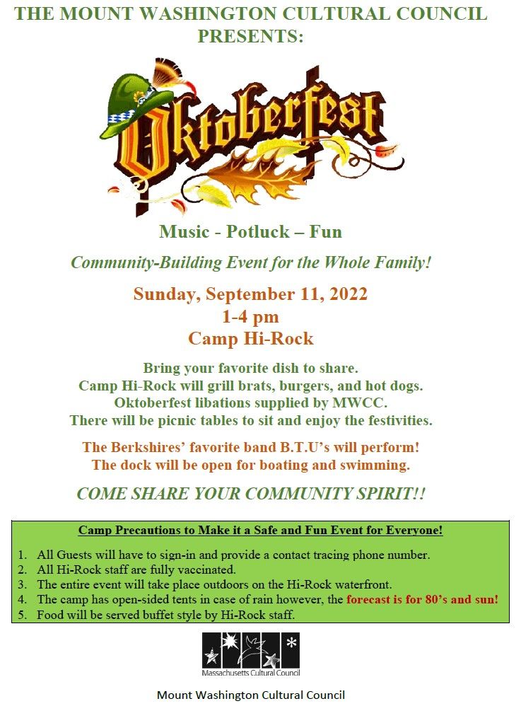 Oktoberfest '22 - Sep. 11 at 1-4 PM at Camp Hi-Rock